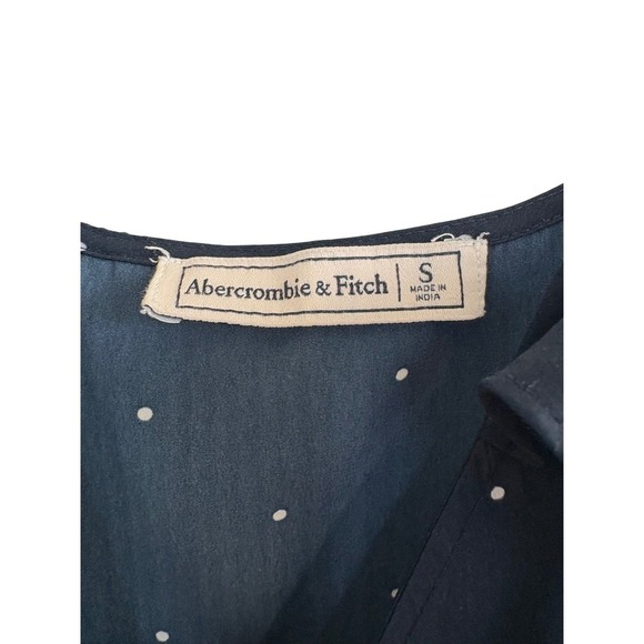 Abercrombie & Fitch Navy Polka Dot Ruffle Cold Shoulder Cami Top - Picture 4 of 5